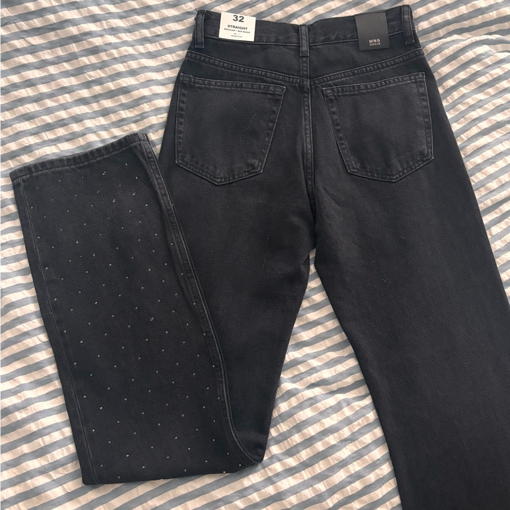 Mango Black Denim with Stud Accents